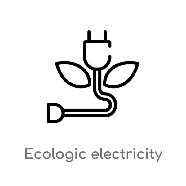 Schets Ecologisch Elektriciteits Vector Icoon Geïsoleerde Zwarte Eenvoudige Lijn Element — Stockvector