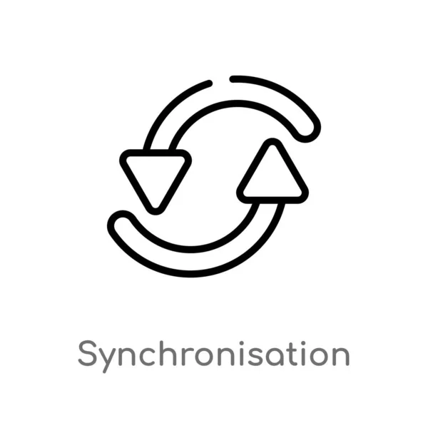 Ikona Wektora Synchronizacji Konturu Białym Tle Prosty Element Linii Ilustracji — Wektor stockowy