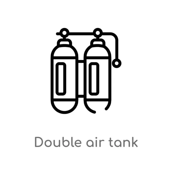 Outline Double Air Tank Vector Icon Isolated Black Simple Line — Stock Vector