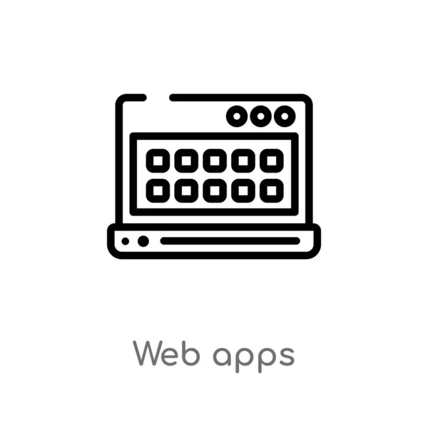 Contorno Aplicaciones Web Icono Vectorial Aislado Negro Simple Línea Elemento — Archivo Imágenes Vectoriales