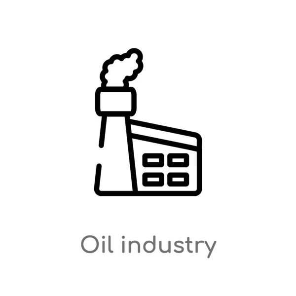 石油産業ベクターアイコンのアウトライン 業界のコンセプトから分離された黒のシンプルなライン要素のイラスト 白い背景に編集可能なベクトルストロークオイル産業アイコン — ストックベクタ