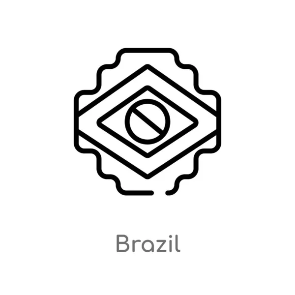 Kontur Brasilien Vektor Ikon Isolerad Svart Enkel Linjeelement Illustration Från — Stock vektor