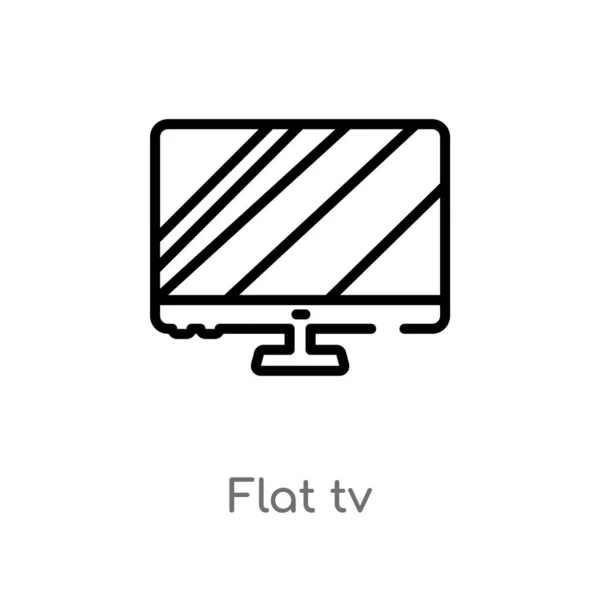 Contorno Plano Icono Del Vector Televisión Elemento Línea Simple Negro — Vector de stock