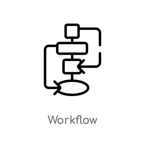 워크플로 아이콘을 윤곽선으로 표시합니다 크리에이티브 Pocess 개념에서 간단한 배경에서 가능한 — 스톡 벡터