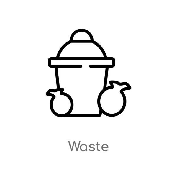 Abfallvektorsymbol Umreißen Isolierte Schwarze Einfache Linie Element Illustration Aus Ökologie — Stockvektor