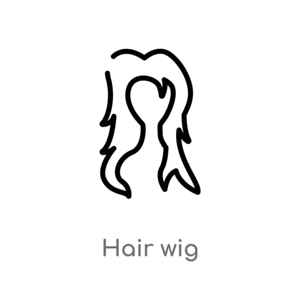 アウトラインヘアのかつらベクターアイコン ユーザーの概念から孤立した黒シンプルなライン要素のイラスト 白い背景に編集可能なベクトルストローク髪のかつらのアイコン — ストックベクタ