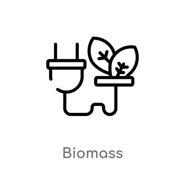 Körvonal Biomassza Vektor Ikon Izolált Fekete Egyszerű Vonal Elem Illusztráció — Stock Vector