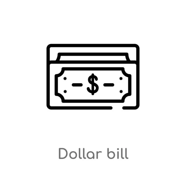 Contour Dollar Billet Vecteur Icône Illustration Isolée Élément Ligne Simple — Image vectorielle