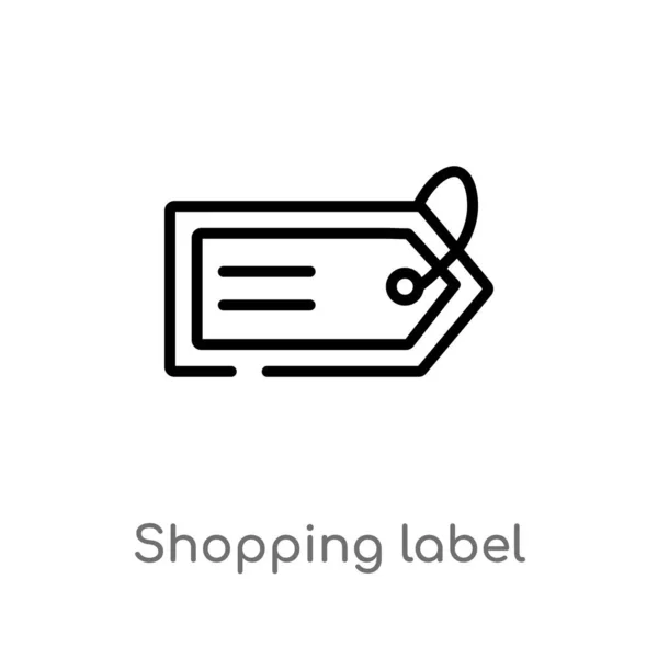 Outline Shopping Label Vector Icon Isolated Black Simple Line Element — Stock Vector