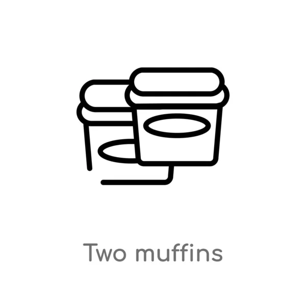 Delinear Dos Muffins Vector Icono Aislado Negro Simple Línea Elemento — Archivo Imágenes Vectoriales