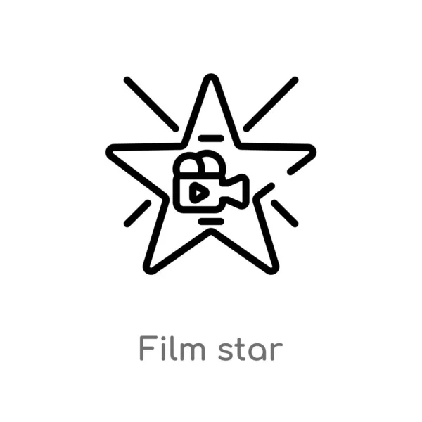 Contorno Estrella Cine Icono Vectores Elemento Línea Simple Negro Aislado — Vector de stock