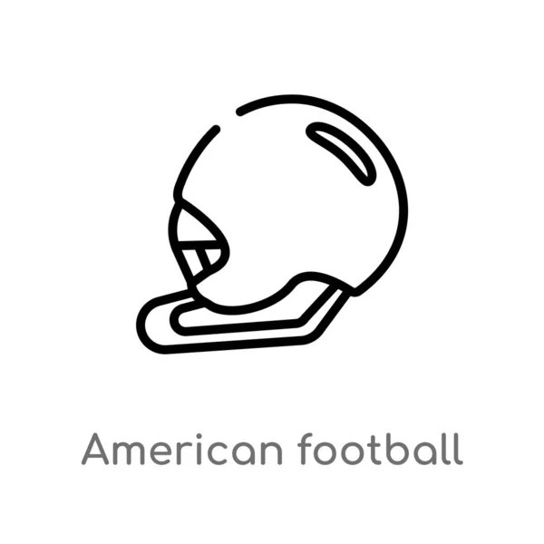 Delinear Americano Ícone Vetor Capacete Futebol Isolado Preto Simples Ilustração — Vetor de Stock