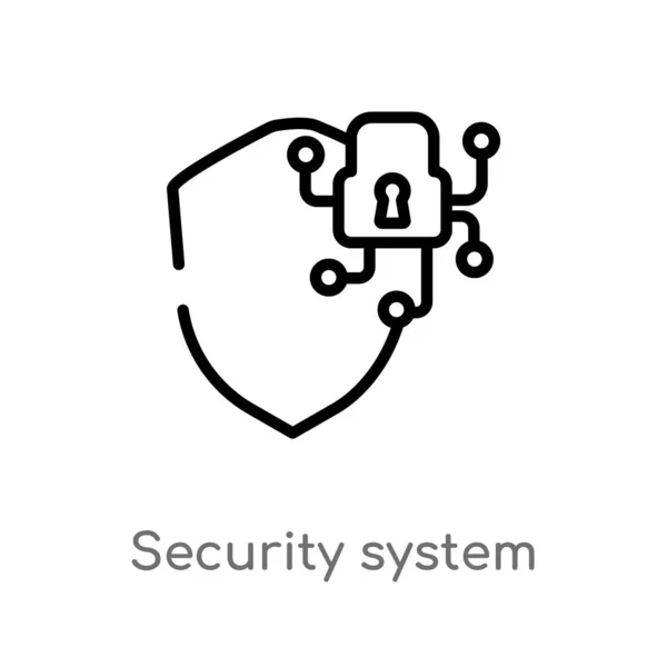 Esbozar Icono Vector Del Sistema Seguridad Aislado Negro Simple Línea — Vector de stock