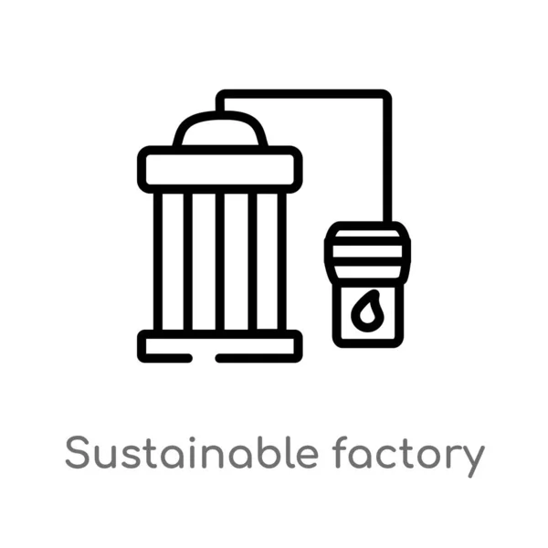 Schets Duurzaam Fabrieks Vector Pictogram Geïsoleerde Zwarte Eenvoudige Lijn Element — Stockvector