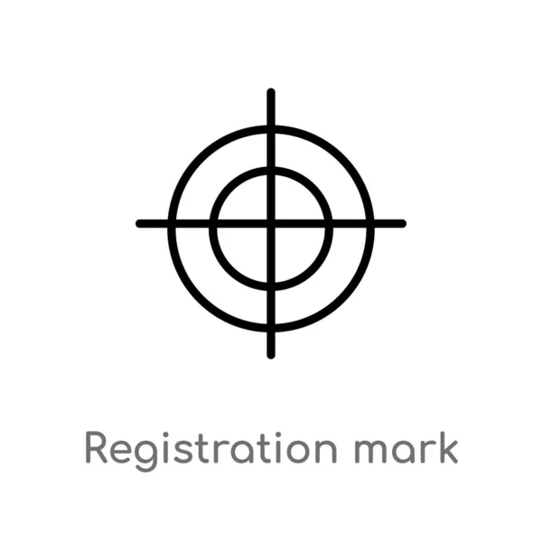 Outline Registration Mark Vector Icon Isolated Black Simple Line Element — Stock Vector