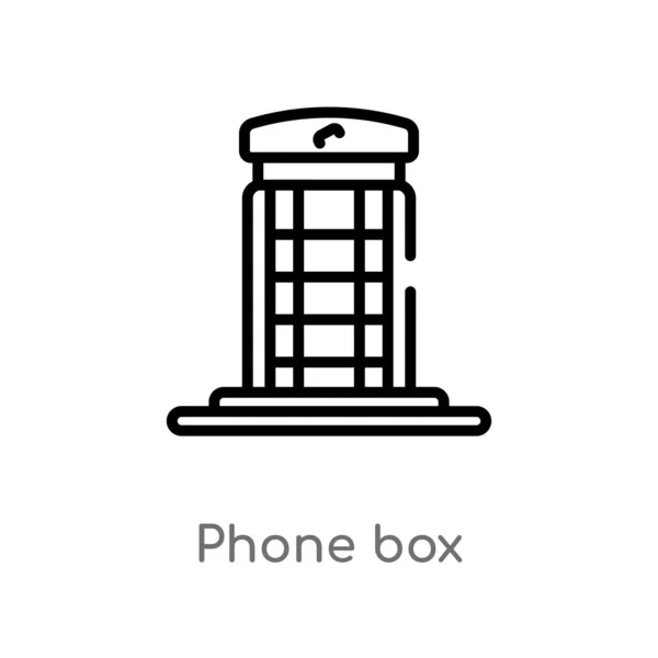 Contorno Icono Vector Caja Del Teléfono Aislado Negro Simple Línea — Archivo Imágenes Vectoriales