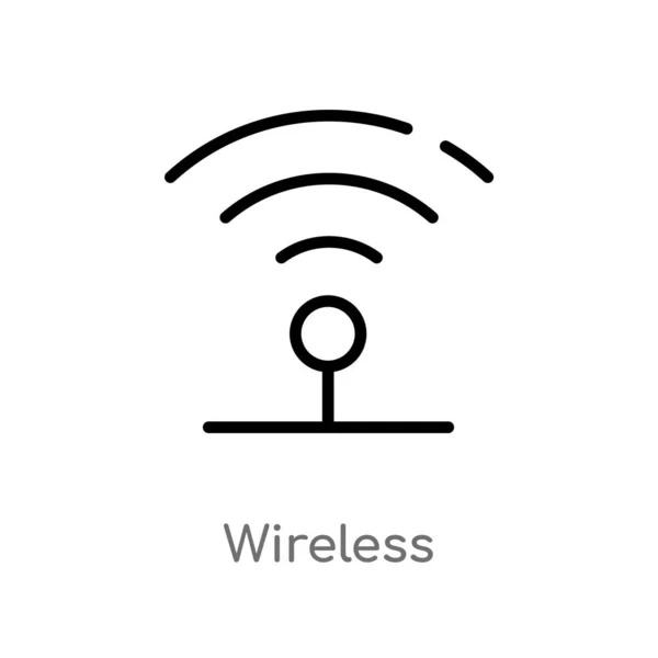 Contorno Icona Vettoriale Wireless Isolato Nero Semplice Linea Elemento Illustrazione — Vettoriale Stock