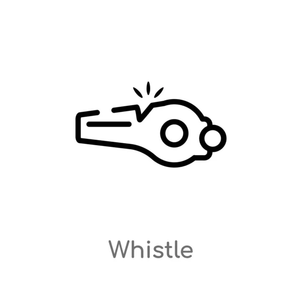 Outline Whistle Vector Icon Isolated Black Simple Line Element Illustration — Stock Vector