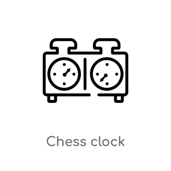 Esboço Ícone Vetor Relógio Xadrez Isoladamente Preto Simples Ilustração Elemento — Vetor de Stock