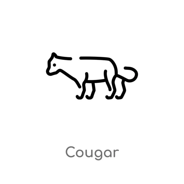 Vázlat Cougar Vektor Ikon Izolált Fekete Egyszerű Vonal Elem Illusztráció — Stock Vector
