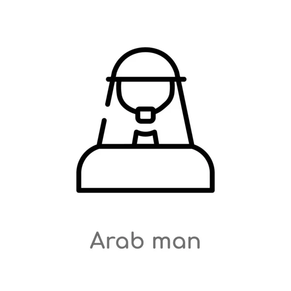 概述阿拉伯人向量图标 从用户概念中分离出黑色简单线条元素插图 可编辑的向量行程阿拉伯人图标在白色背景 — 图库矢量图片