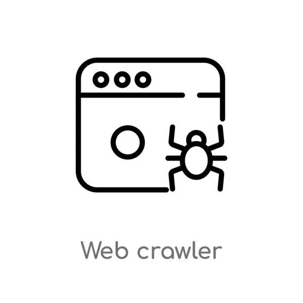 Outline Web Crawler Vector Icon Isolated Black Simple Line Element — Stock Vector