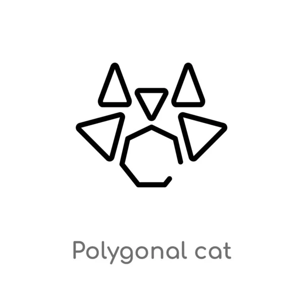 Umrisse Polygonales Katzenvektorsymbol Isolierte Darstellung Schwarzer Einfacher Linien Aus Dem — Stockvektor