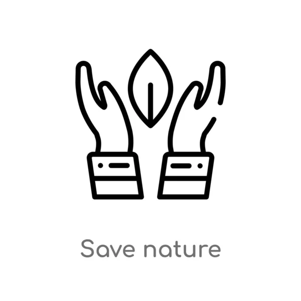 Ikona Pro Uložení Obrysů Přírodě Izolovaný Černý Jednoduchý Řádek Ilustrace — Stockový vektor