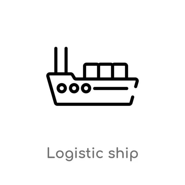 Esboço Logístico Navio Vetor Ícone Isolado Preto Simples Ilustração Elemento — Vetor de Stock