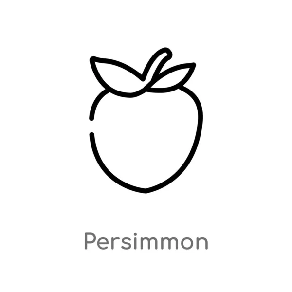 Umriss Persimmon Vektor Symbol Vereinzelte Schwarze Einfache Linienelemente Illustrieren Das — Stockvektor