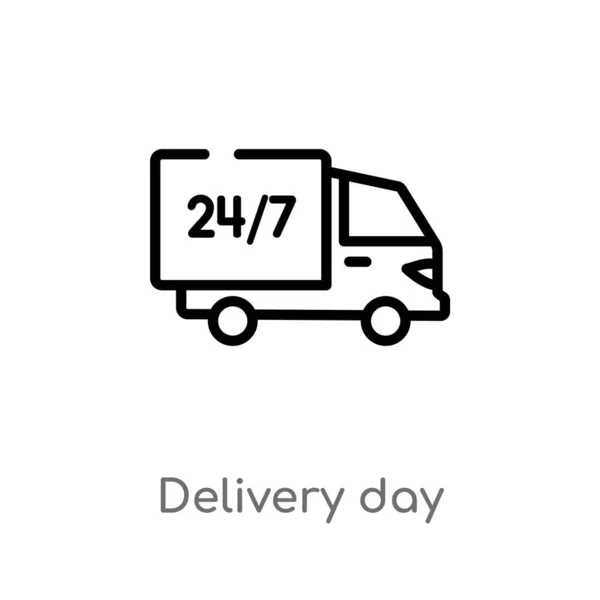 Outline Delivery Day Vector Icon Isolated Black Simple Line Element — Stock Vector