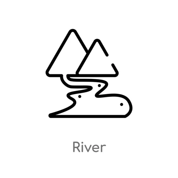 Overzicht Rivier Vector Pictogram Geïsoleerde Zwarte Eenvoudige Lijn Element Illustratie — Stockvector