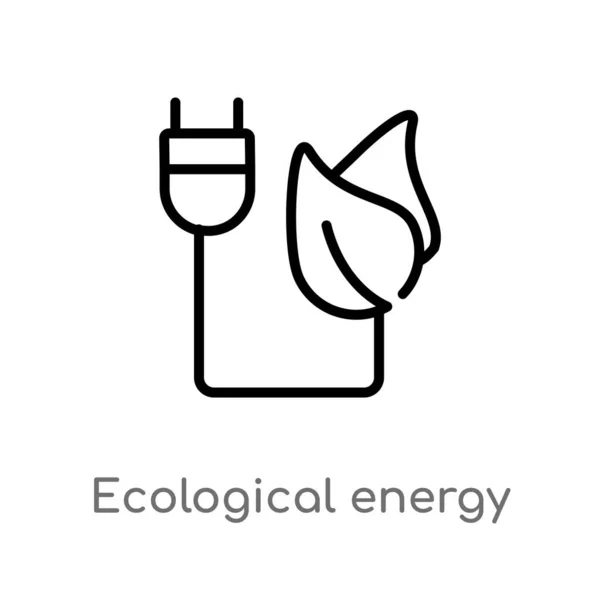 Overzicht Ecologische Energiebron Vector Pictogram Geïsoleerde Zwarte Eenvoudige Lijn Element — Stockvector