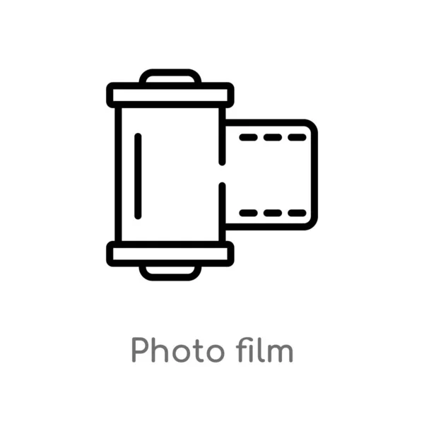 Overzichtsfoto Film Vector Pictogram Geïsoleerde Zwarte Eenvoudige Lijn Element Illustratie — Stockvector