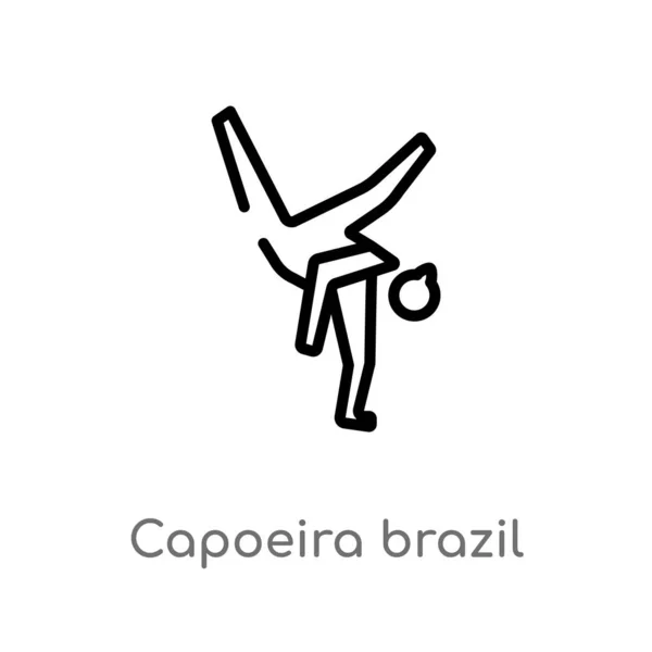 Contorno Capoeira Brasil Bailarines Vector Icono Elemento Línea Simple Negro — Vector de stock