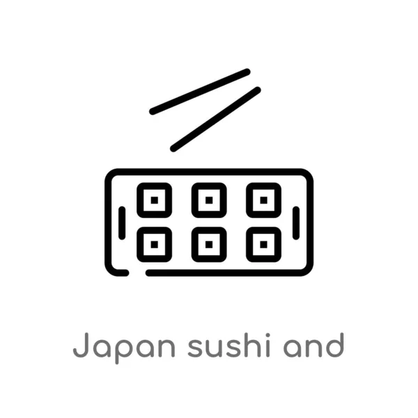 Umriss Japanisches Sushi Und Essstäbchen Vektor Symbol Isolierte Schwarze Einfache — Stockvektor