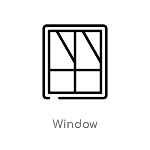 Ikony Wektorowej Okna Konspektu Białym Tle Prosty Element Linii Ilustracji — Wektor stockowy
