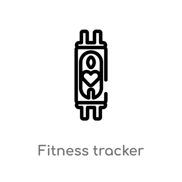 Outline Fitness Tracker Vector Icon Isolated Black Simple Line Element — Stock Vector