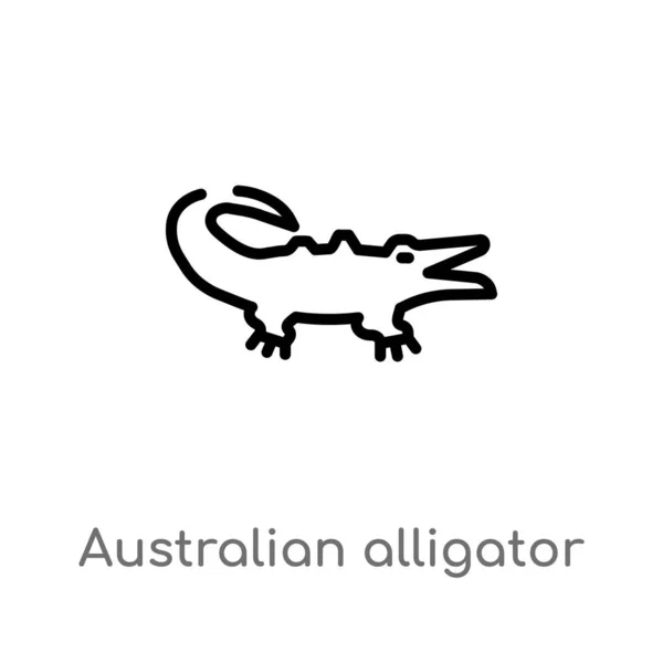 Contorno Australiano Icono Del Vector Cocodrilo Elemento Línea Simple Negro — Archivo Imágenes Vectoriales