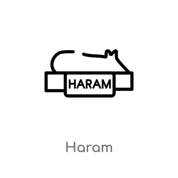 Contour Icône Vectorielle Haram Illustration Isolée Élément Ligne Simple Noir — Image vectorielle