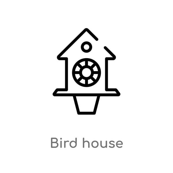 Contour Oiseau Maison Vecteur Icône Illustration Isolée Élément Ligne Simple — Image vectorielle
