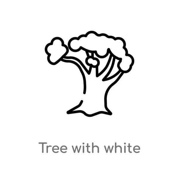 Umrissbaum Mit Weißem Laubvektorsymbol Vereinzelte Schwarze Einfache Linie Element Illustration — Stockvektor