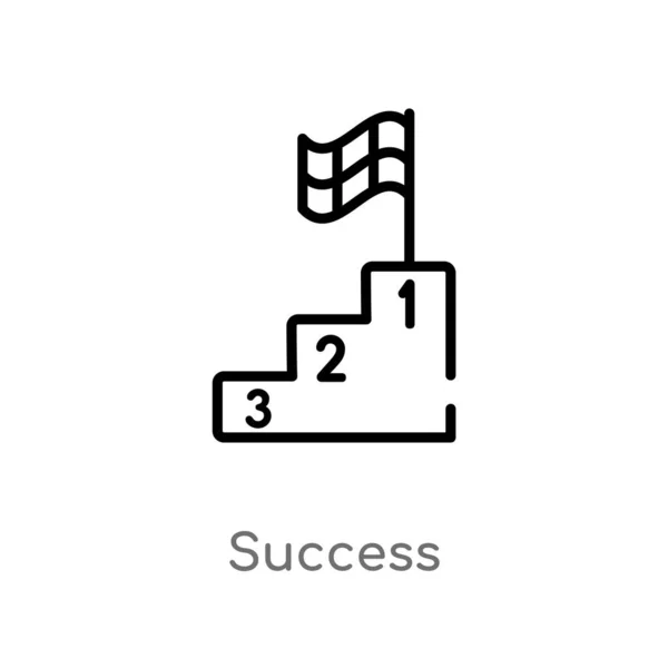 Ikona Vektoru Úspěšnosti Osnovy Izolovaný Černý Jednoduchý Řádek Ilustrace Koncepce — Stockový vektor