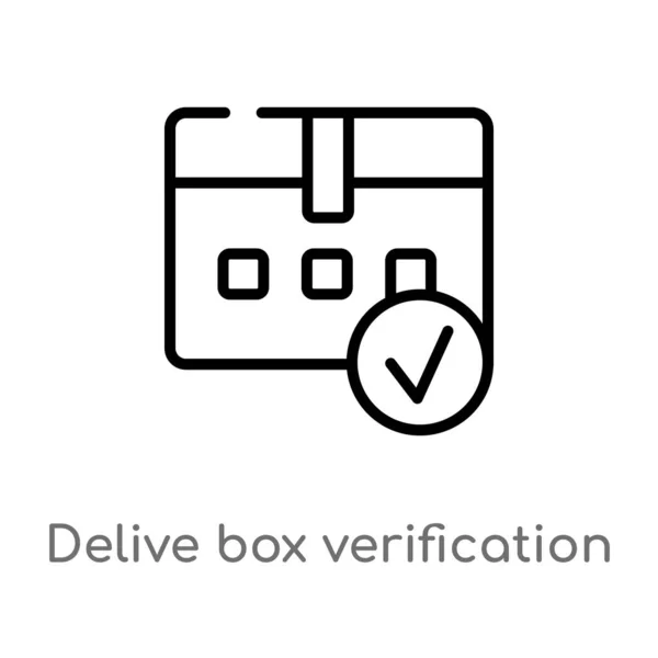 Delinear Icono Vector Verificación Caja Delive Aislado Negro Simple Línea — Vector de stock