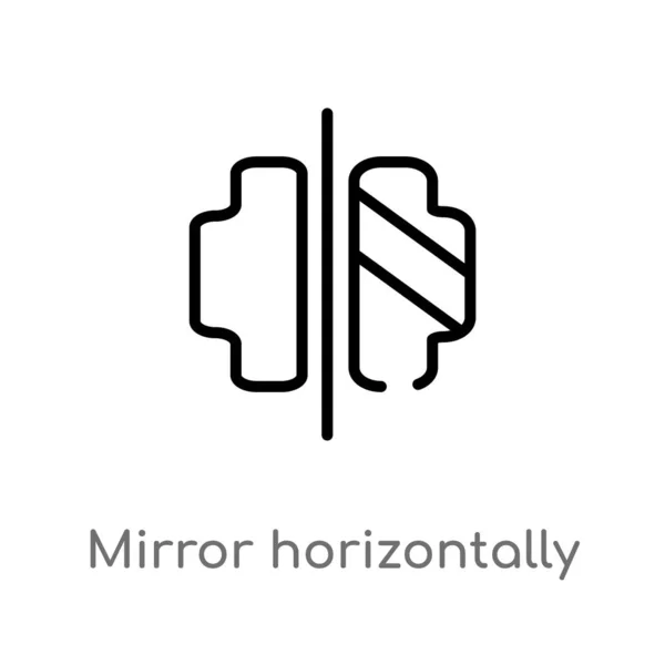 Outline Mirror Horizontally Vector Icon Isolated Black Simple Line Element — Stock Vector