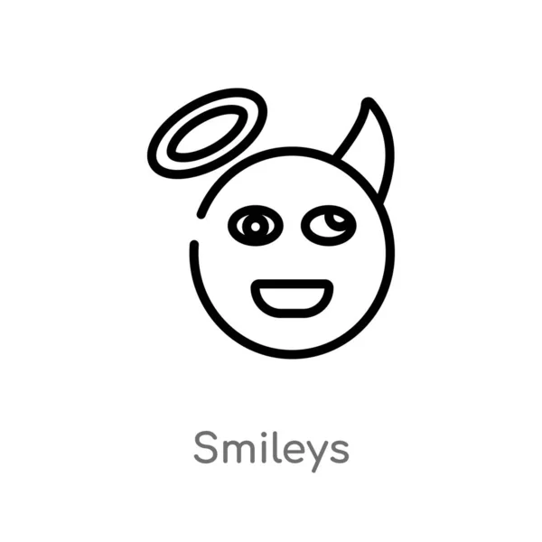 Ikonen Smileys Vektor Ikon Isolerad Svart Enkel Linjeelement Illustration Från — Stock vektor