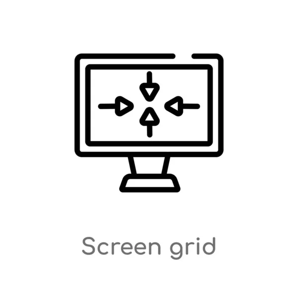 Contorno Ícone Vetor Grade Tela Ilustração Elemento Linha Simples Preto — Vetor de Stock