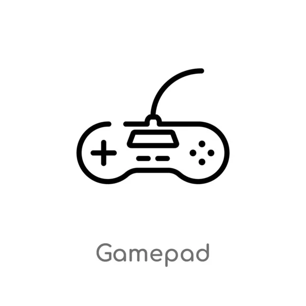 Delinear Ícone Vetor Gamepad Isolado Preto Simples Ilustração Elemento Linha — Vetor de Stock