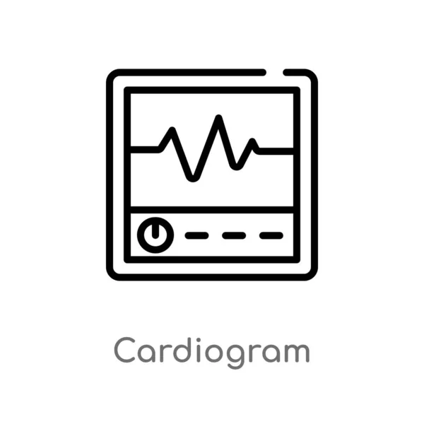 Contorno Icono Del Vector Cardiograma Aislado Negro Simple Línea Elemento — Vector de stock
