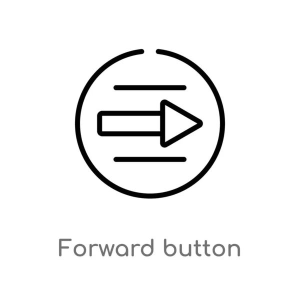 Outline Forward Button Vector Icon Isolated Black Simple Line Element — Stock Vector